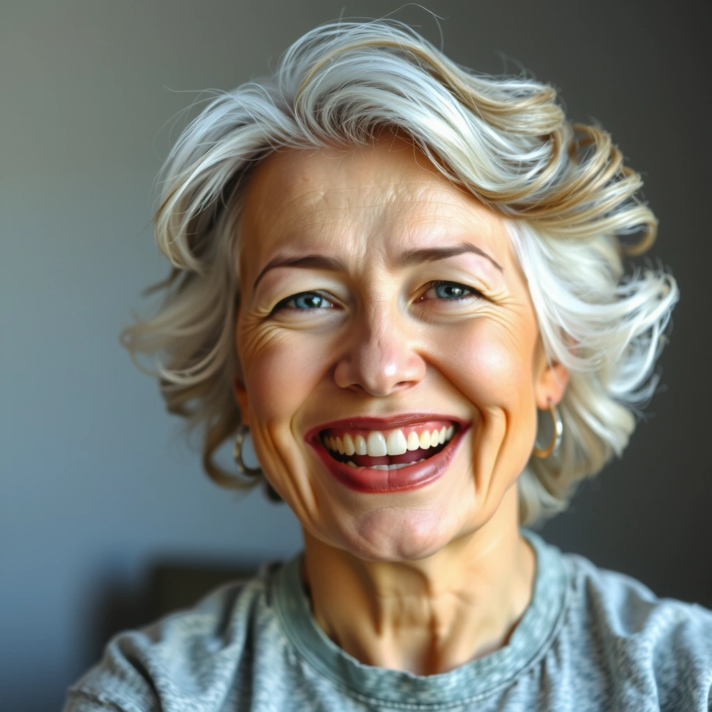 Porträt einer strahlenden Seniorin namens Helga S.