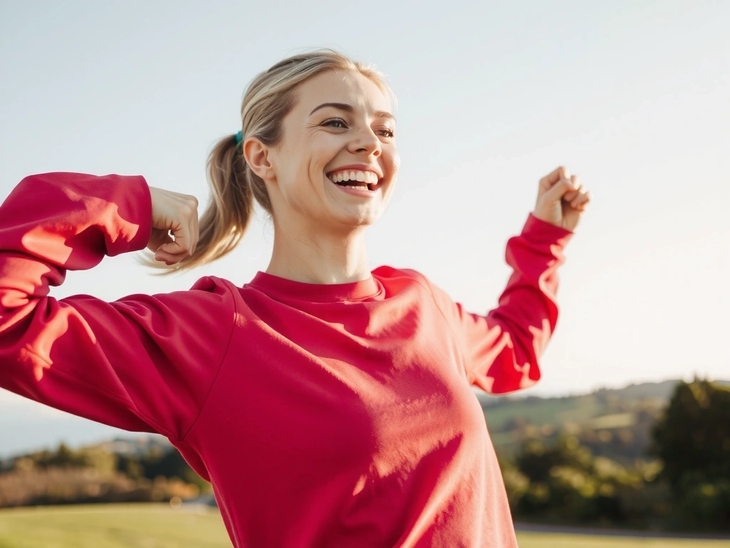 Eine glückliche Person, die sich im Freien sportlich betätigt und einen gesunden Lebensstil genießt.