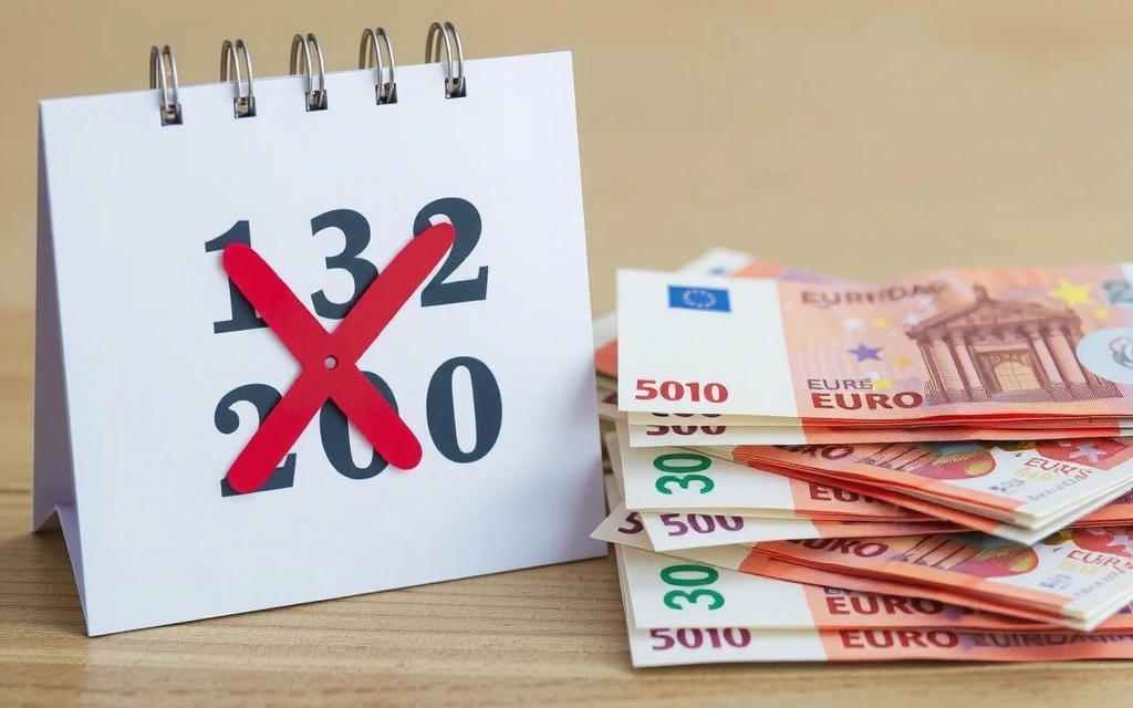 Kalender mit Stornierungsmarkierung und Geldscheinen