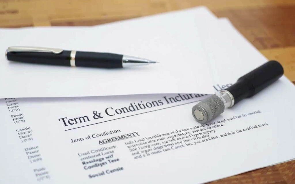 Rechtsdokumente und Vereinbarungen auf einem Tisch